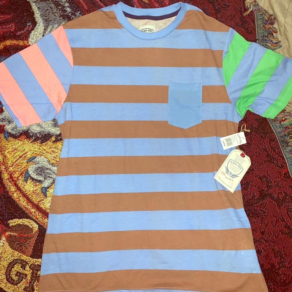 🆕🚹Lg Blackjack “Colorblocked Bold” pocket T, NWT